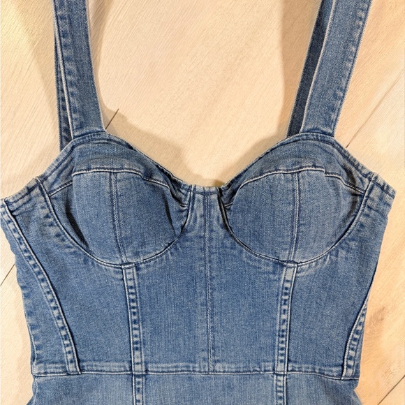 GRLFRND Gianna Denim Sweetheart Neck Bustier Midi Charmed Life Blue Dress Size S - Picture 3 of 16